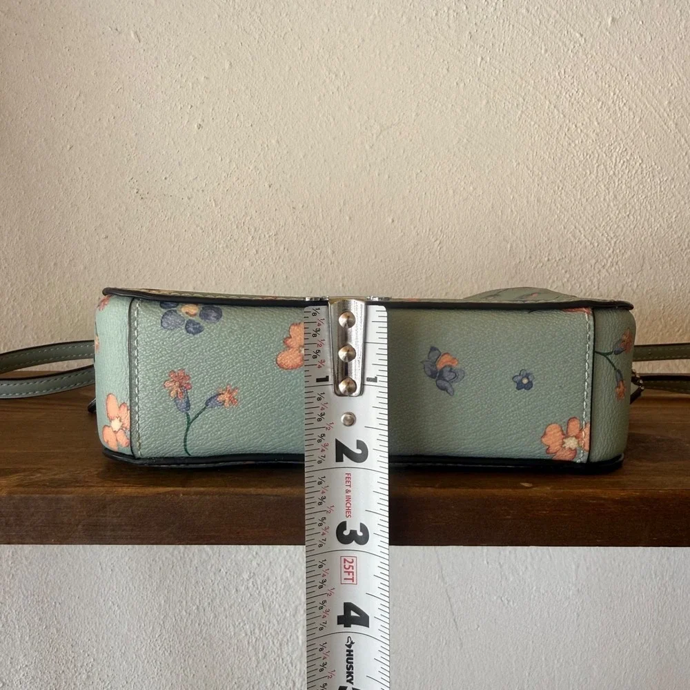 Coach C8699 Mystical Floral Print Mini Camera Crossbody Bag Light‎ Teal